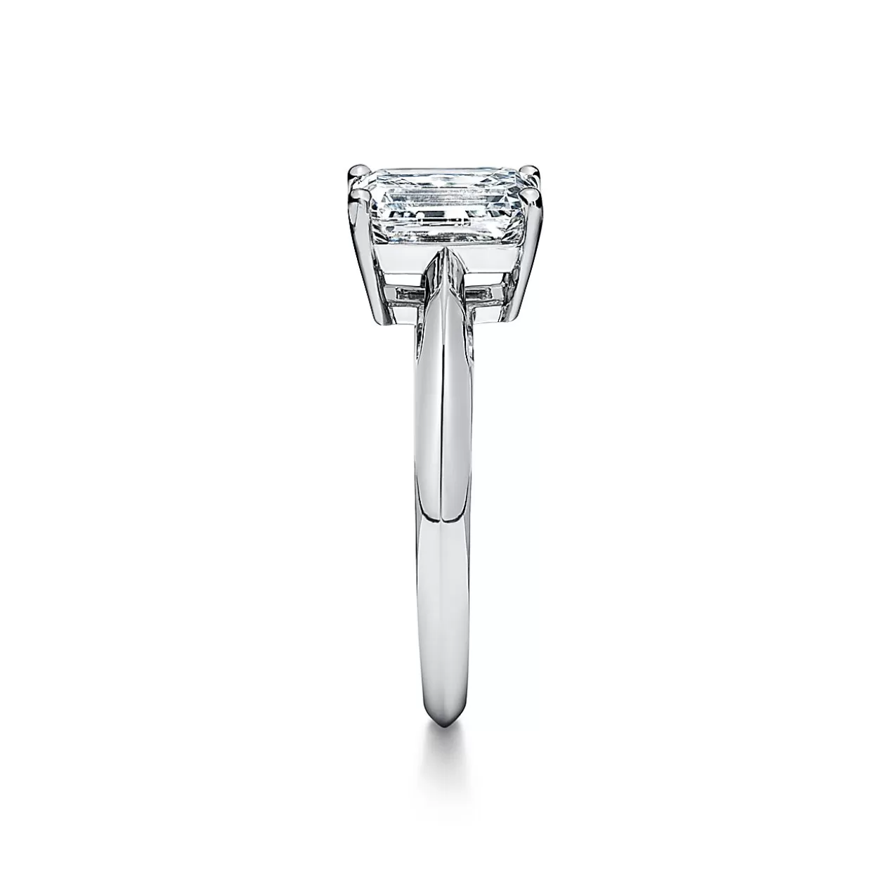 Tiffany & Co. Engagement Rings^Emerald-cut diamond engagement ring in platinum. |