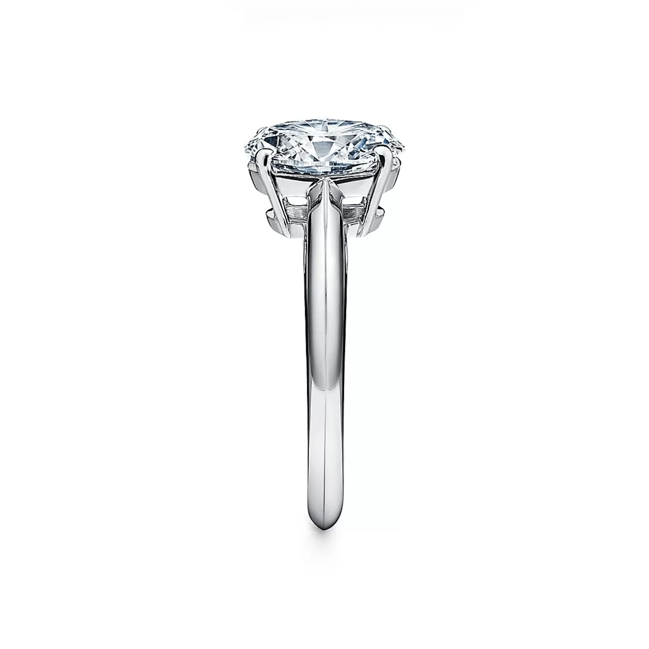 Tiffany & Co. Engagement Rings^Oval-cut diamond engagement ring in platinum. |