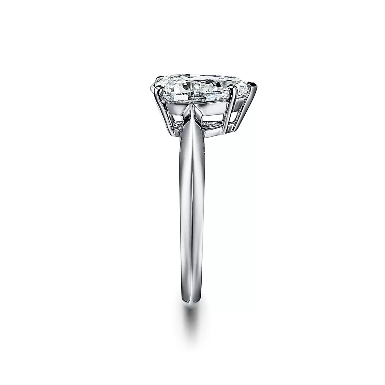 Tiffany & Co. Engagement Rings^Pear-shaped diamond engagement ring in platinum. |