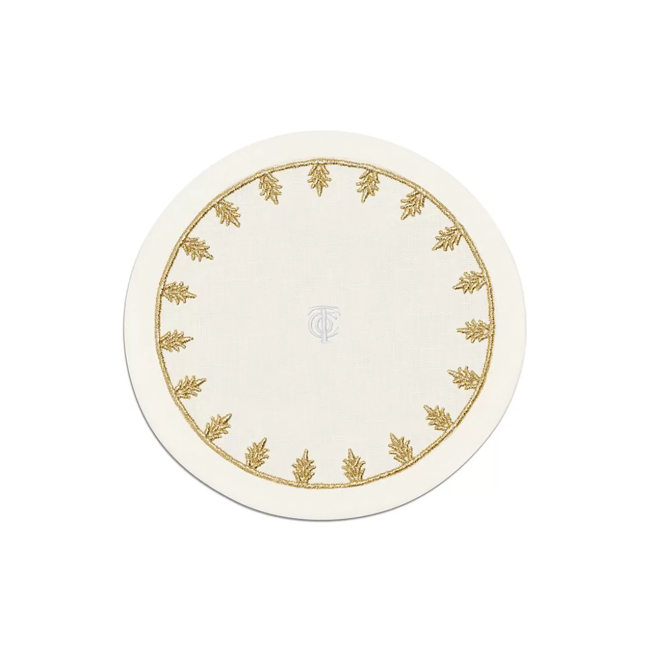 Tiffany & Co. Decor | Table Linens^Tiffany Crest Coaster in Embroidered White Linen |